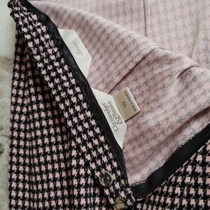 Christopher & Banks Pink & Black Houndstooth  Skirt 10